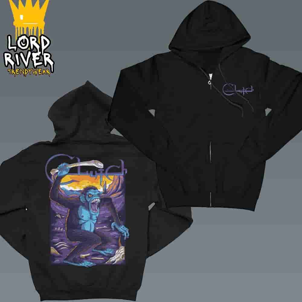 Clutch Mazza Ape Artwork Zip Hoodie For Show At Michigan Theatre Ann Arbor MI On June 20th 2025 Clutch Mazza Ape Artwork Zip Hoodie For Show At Michigan Theatre Ann Arbor MI On June 20th 2025