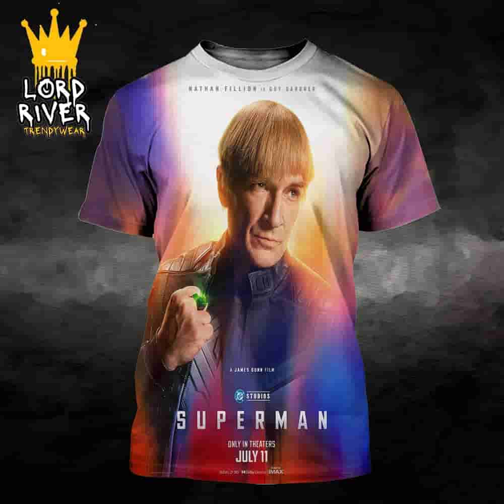 First Poster For Nathan Fillion As Guy Gardner In James Gunn Superman Only In Theaters July 11th All Over Print Shirt First Poster For Nathan Fillion As Guy Gardner In James Gunn Superman Only In Theaters July 11th All Over Print Shirt