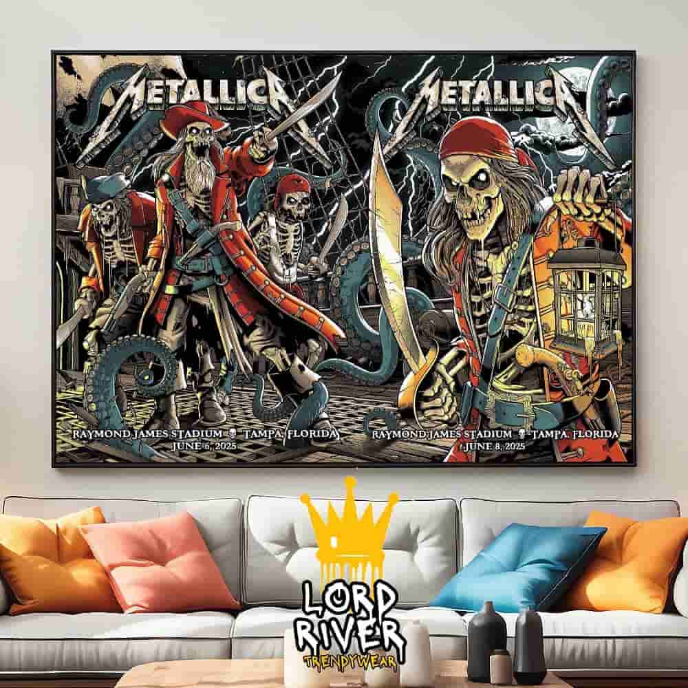 Metallica M72 Tampa North American Tour 2025 Combine 2 Nights Venue Poster At Pop Up Store Raymond James Stadium Tampa FL On June 6th And 8th 2025 Home Styling Poster Canvas Metallica M72 Tampa North American Tour 2025 Combine 2 Nights Venue Poster At Pop Up Store Raymond James Stadium Tampa FL On June 6th And 8th 2025 Home Styling Poster Canvas
