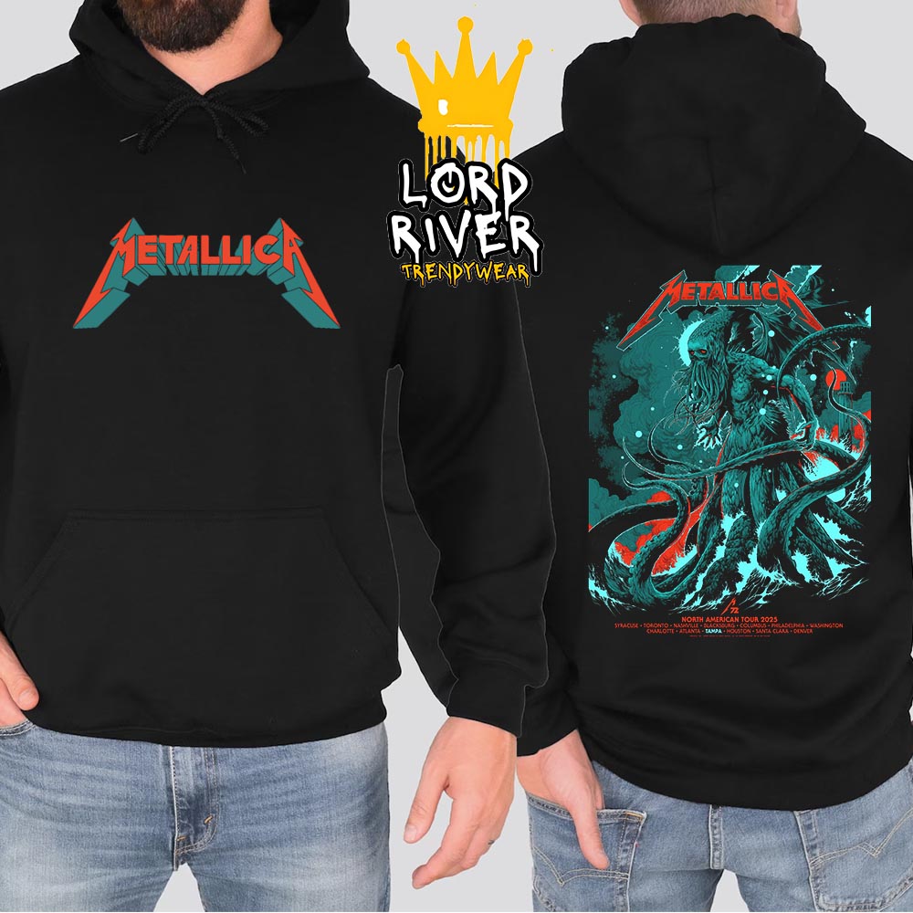 Metallica M72 Tampa North American Tour 2025 Event Hoodie At Pop Up Store Raymond James Stadium Tampa FL On June 6th And 8th 2025 Two Sided Unisex T-Shirt Metallica M72 Tampa North American Tour 2025 Event Hoodie At Pop Up Store Raymond James Stadium Tampa FL On June 6th And 8th 2025 Two Sided Unisex T-Shirt