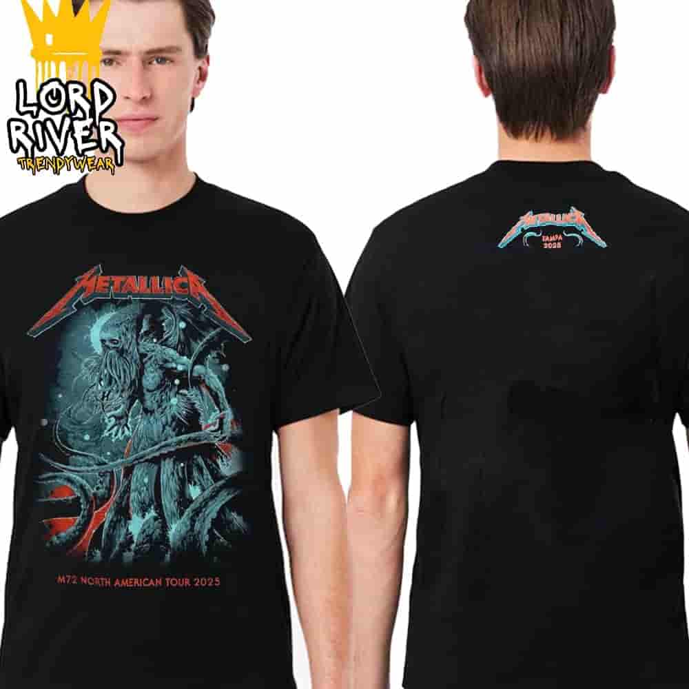 Metallica M72 Tampa North American Tour 2025 Event Tee At Pop Up Store Raymond James Stadium Tampa FL On June 6th And 8th 2025 Two Sided Unisex T-Shirt Metallica M72 Tampa North American Tour 2025 Event Tee At Pop Up Store Raymond James Stadium Tampa FL On June 6th And 8th 2025 Two Sided Unisex T-Shirt