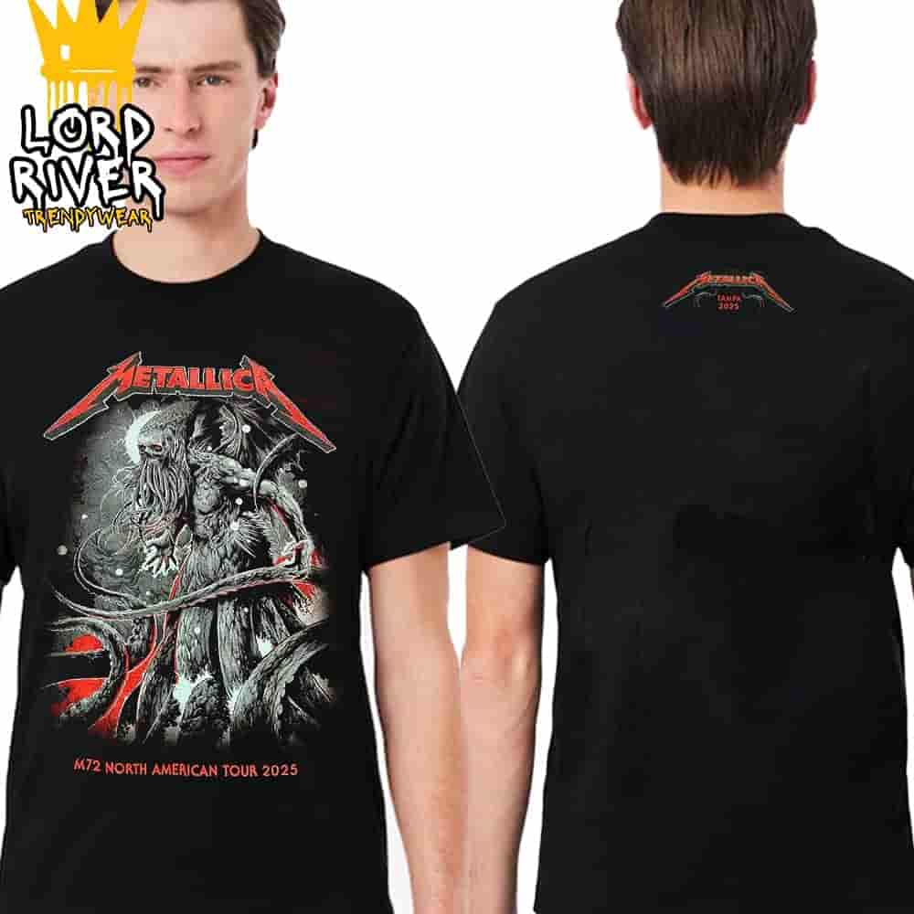 Metallica M72 Tampa North American Tour 2025 Event Tee Grey Edition At Pop Up Store Raymond James Stadium Tampa FL On June 6th And 8th 2025 Two Sided Unisex T-Shirt Metallica M72 Tampa North American Tour 2025 Event Tee Grey Edition At Pop Up Store Raymond James Stadium Tampa FL On June 6th And 8th 2025 Two Sided Unisex T-Shirt
