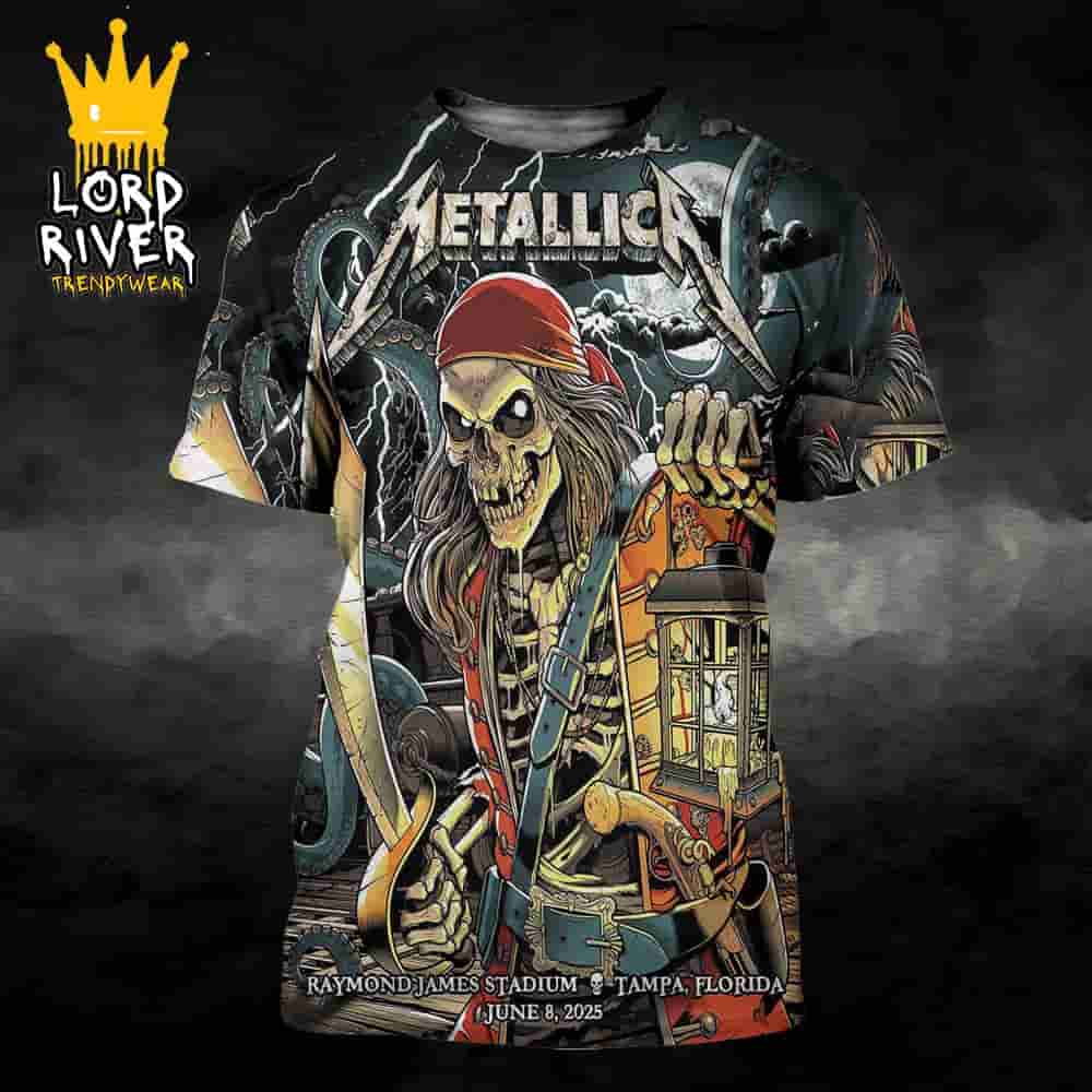 Metallica M72 Tampa North American Tour 2025 Night 2 Venue Poster At Pop Up Store Raymond James Stadium Tampa FL On June 8th 2025 All Over Print Shirt Metallica M72 Tampa North American Tour 2025 Night 2 Venue Poster At Pop Up Store Raymond James Stadium Tampa FL On June 8th 2025 All Over Print Shirt