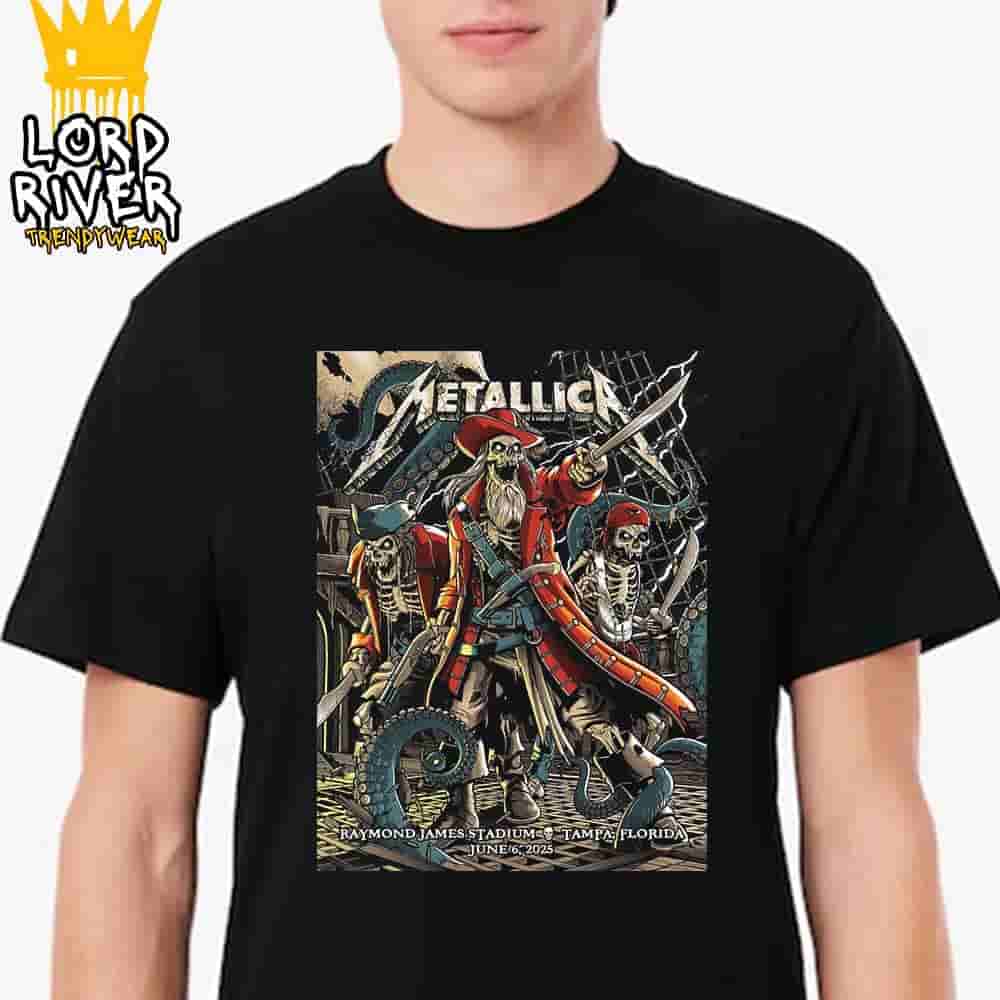 Metallica M72 Tampa North American Tour 2025 Venue Poster At Pop Up Store Raymond James Stadium Tampa FL On June 6th 2025 Classic T-Shirt Metallica M72 Tampa North American Tour 2025 Venue Poster At Pop Up Store Raymond James Stadium Tampa FL On June 6th 2025 Classic T-Shirt